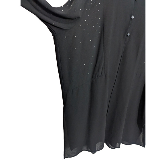 Vtg Whisper Black Rhinestone Long Blazer Jacket 3XL Y1 Whimsigoth Goth Glam - Picture 3 of 5